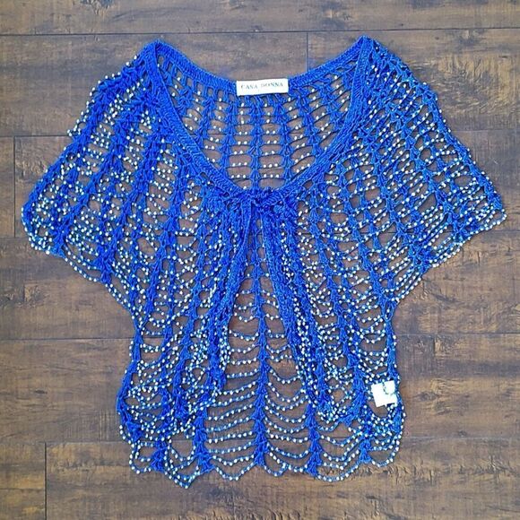 Casa‎ Donna Blue Short Sleeve Shrug Type Top - Picture 1 of 6